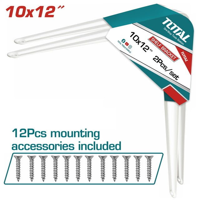 TOTAL tools equerres etageres metalliques 10x12 pouces paire TSB11012