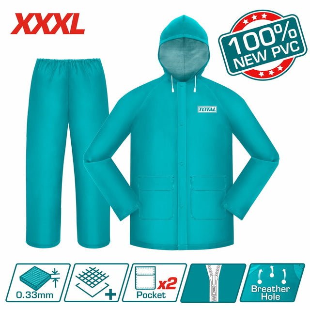 TOTAL veste et pantalon imperméable PVC capuche xxxl poches THTRS031XXXL