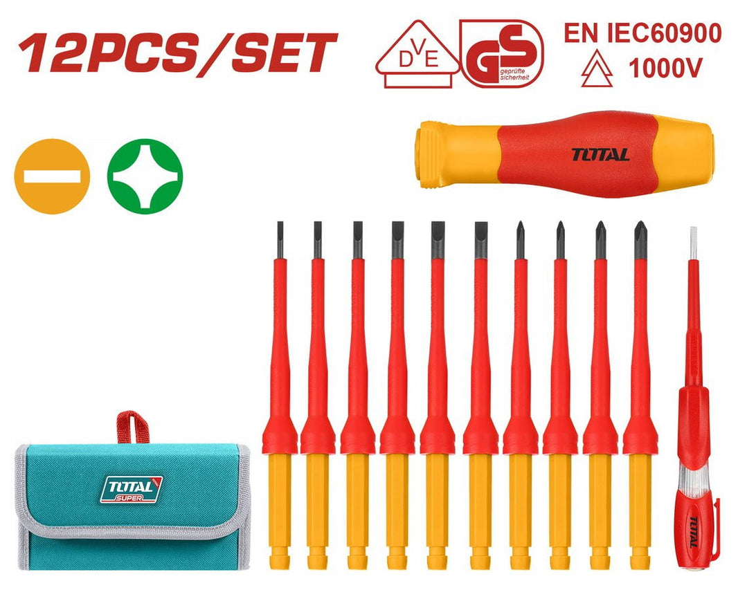 Tournevis TOTAL JX12 inter magnétique précision ensemble 12 pièces THKISD1201