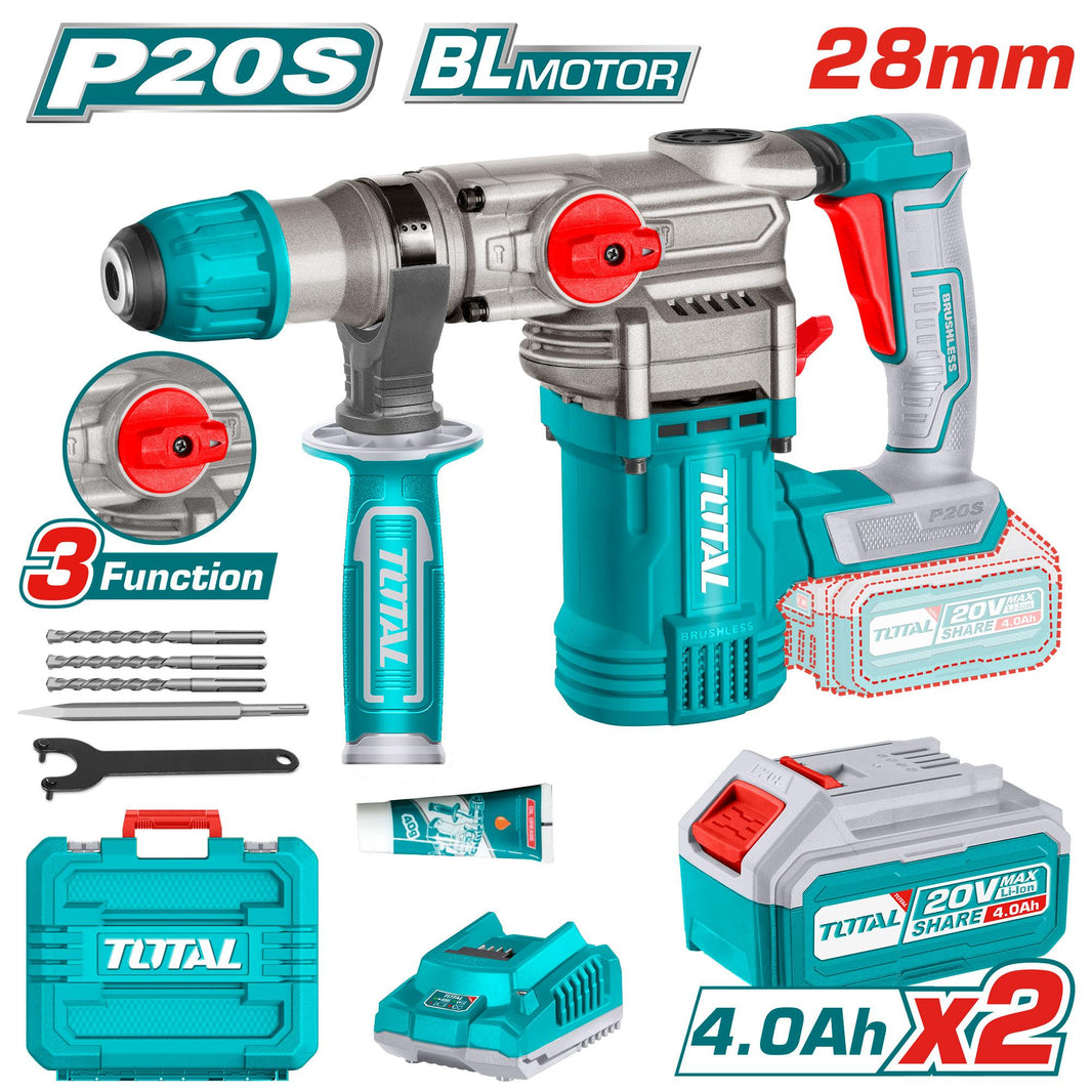 TRHLI202882 marteau perforateur TOTAL 20V SDS plus 28mm kit