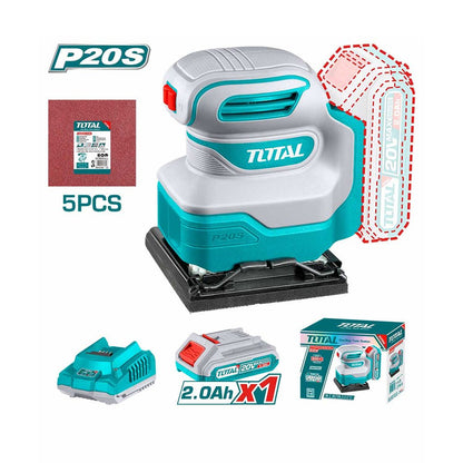TSHSLI20141 – ponceuse vibrante sans fil TOTAL 20V – ponçage rapide