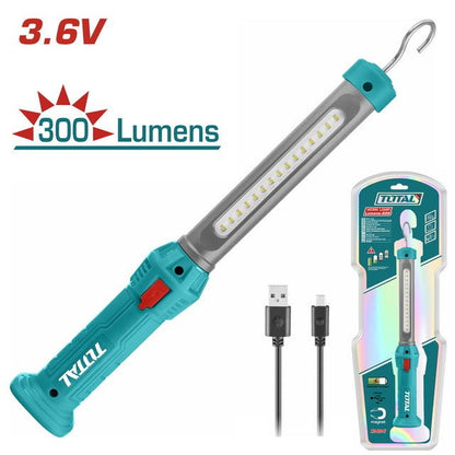 Lampe de travail rechargeable TOTAL 3W cob LED USB 2600mAh 4h TWLI35261