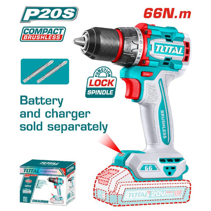 Visseuse perceuse sans fil TOTAL P20S 20V brushless 66 nm TDLI206681
